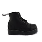 Grinders CAMERON Zip & Lace Up Derby Boots Rock Black Leather