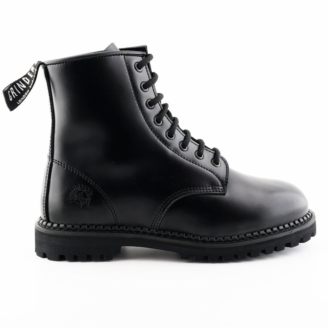 Grinders CEDRIC New Derby Rock 8 Eyelet Boots Black Cherry Red Lace Up