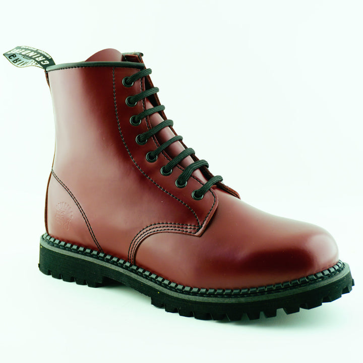 Grinders CEDRIC New Derby Rock 8 Eyelet Boots Black Cherry Red Lace Up