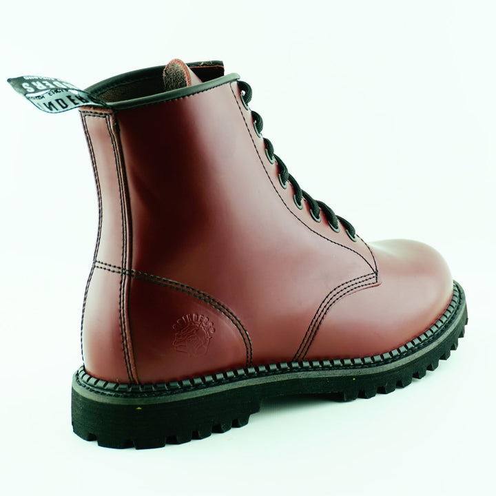 Grinders CEDRIC New Derby Rock 8 Eyelet Boots Black Cherry Red Lace Up