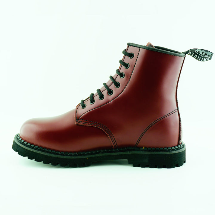 Grinders CEDRIC New Derby Rock 8 Eyelet Boots Black Cherry Red Lace Up