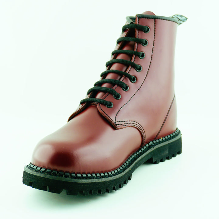 Grinders CEDRIC New Derby Rock 8 Eyelet Boots Black Cherry Red Lace Up
