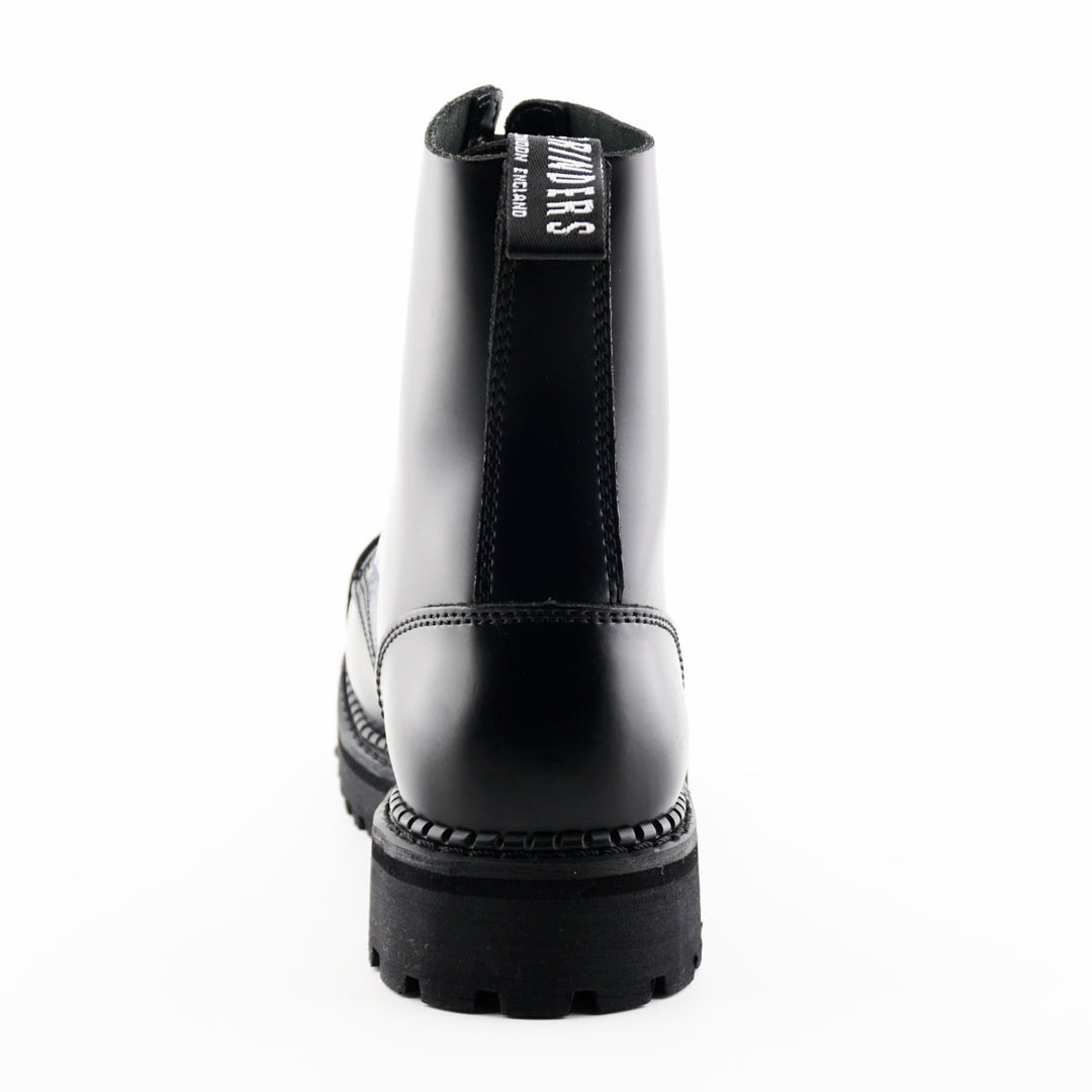 Grinders BULLDOG 10 Eyelet Steel Toe Cap Boots New Black Leather Rock