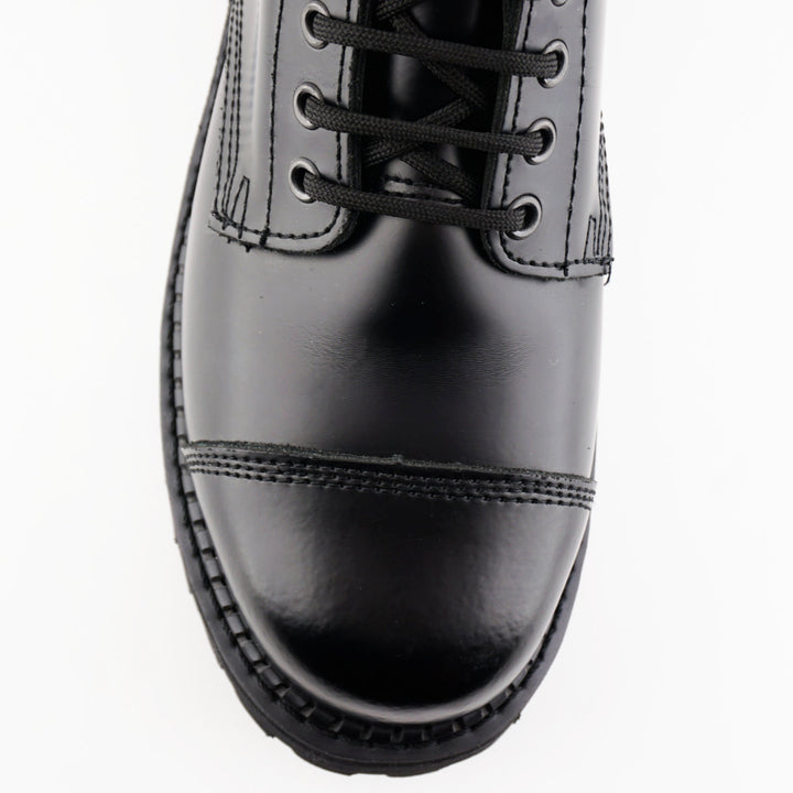 Grinders BULLDOG 10 Eyelet Steel Toe Cap Boots New Black Leather Rock