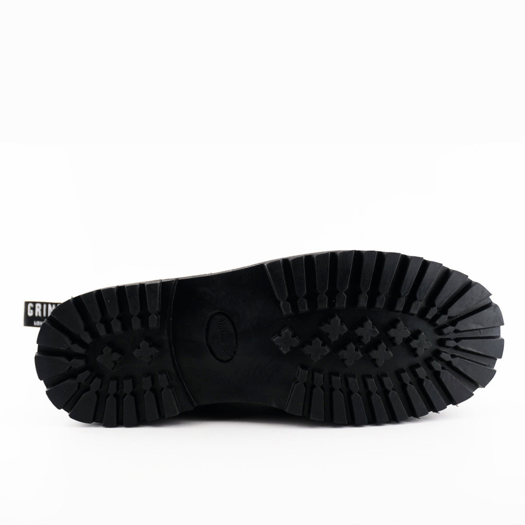 Grinders BULLDOG 10 Eyelet Steel Toe Cap Boots New Black Leather Rock