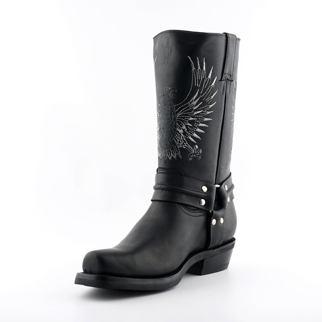 Grinders BALD EAGLE New Rock Square Toe Biker Western Harness Boots Black Brown Leather