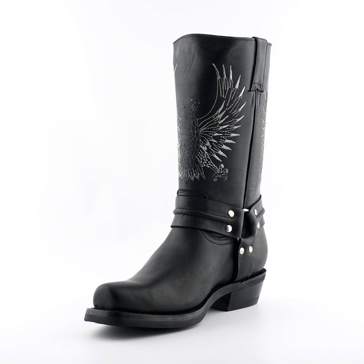 Grinders BALD EAGLE New Rock Square Toe Biker Western Harness Boots Black Brown Leather