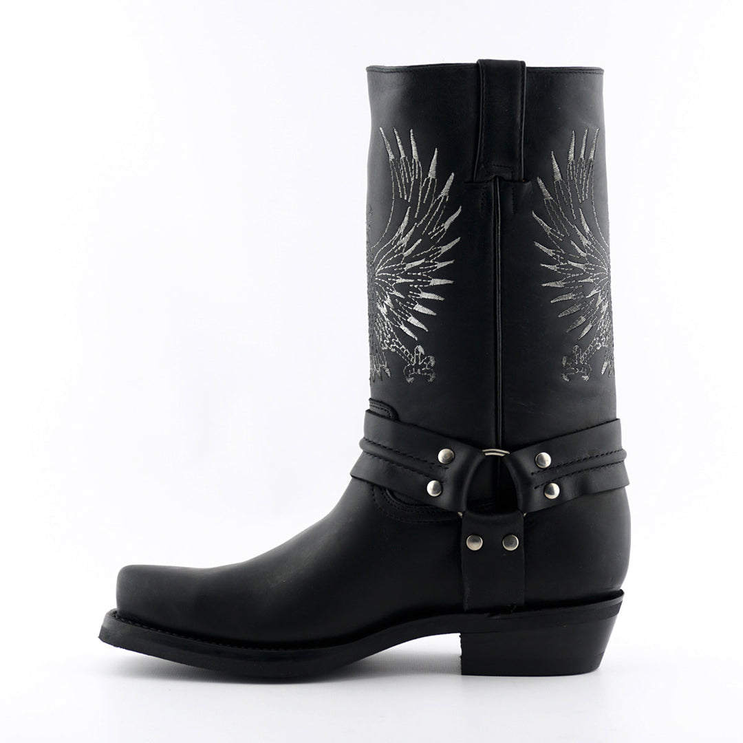 Grinders BALD EAGLE New Rock Square Toe Biker Western Harness Boots Black Brown Leather