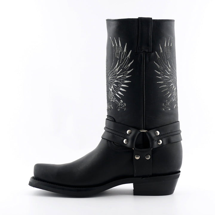 Grinders BALD EAGLE New Rock Square Toe Biker Western Harness Boots Black Brown Leather