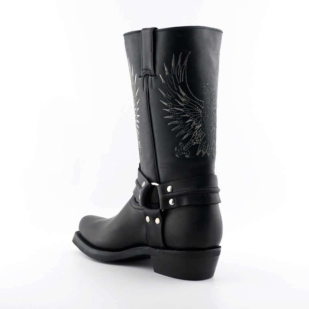 Grinders BALD EAGLE New Rock Square Toe Biker Western Harness Boots Black Brown Leather