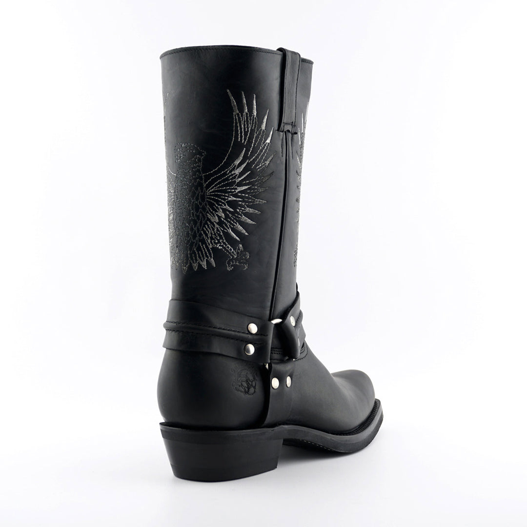 Grinders BALD EAGLE New Rock Square Toe Biker Western Harness Boots Black Brown Leather
