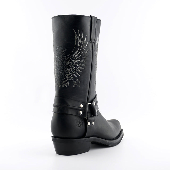 Grinders BALD EAGLE New Rock Square Toe Biker Western Harness Boots Black Brown Leather