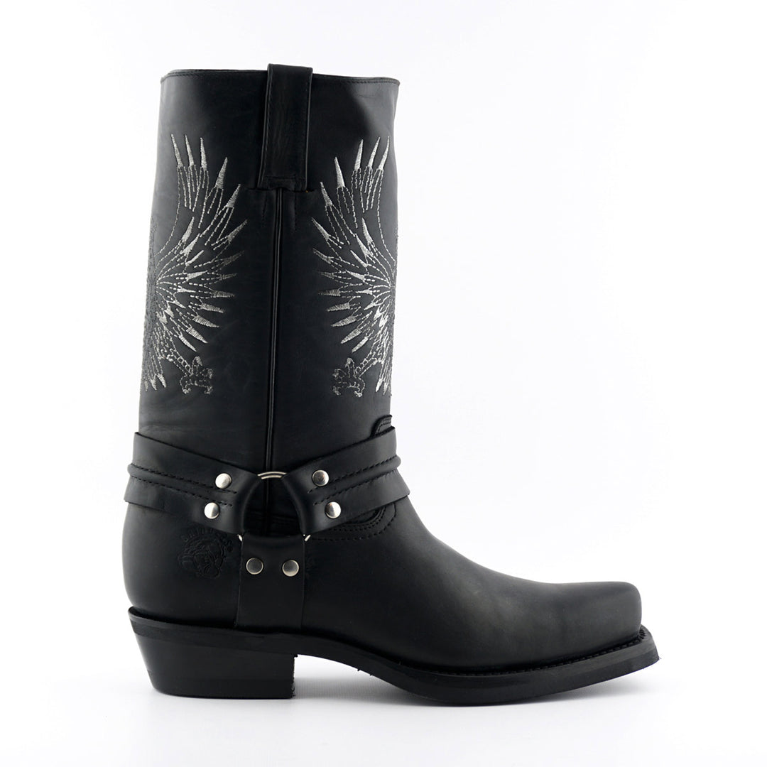 Grinders BALD EAGLE New Rock Square Toe Biker Western Harness Boots Black Brown Leather