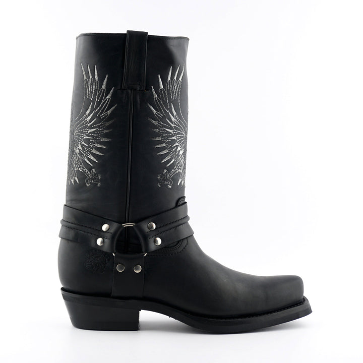 Grinders BALD EAGLE New Rock Square Toe Biker Western Harness Boots Black Brown Leather