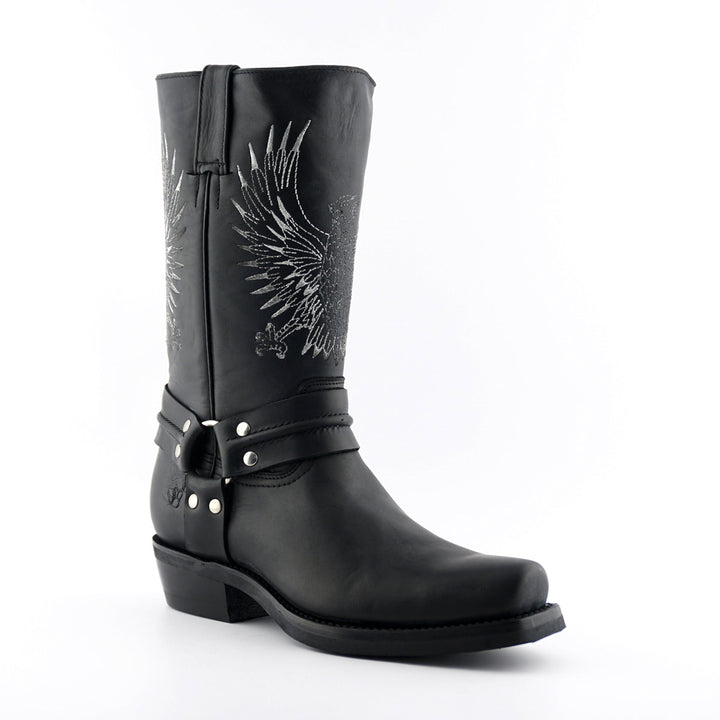 Grinders BALD EAGLE New Rock Square Toe Biker Western Harness Boots Black Brown Leather
