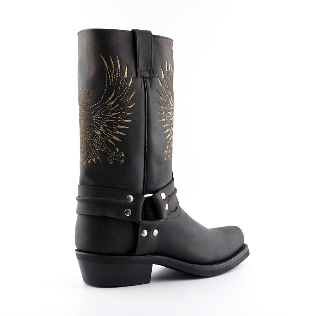 Grinders BALD EAGLE New Rock Square Toe Biker Western Harness Boots Black Brown Leather