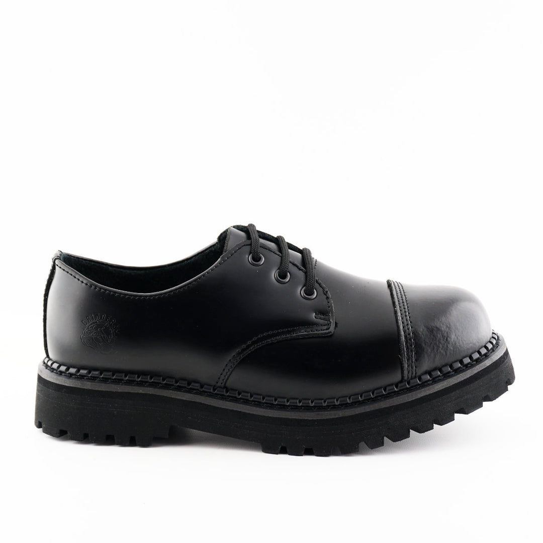 Grinders BOXER Steel Toe Cap Oxford Lace Up Shoes New Gibson Rock Black Leather
