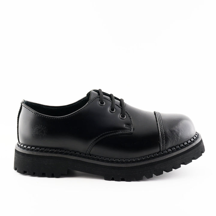 Grinders BOXER Steel Toe Cap Oxford Lace Up Shoes New Gibson Rock Black Leather