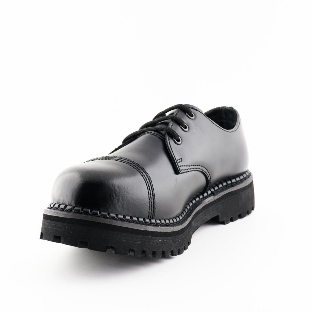 Grinders BOXER Steel Toe Cap Oxford Lace Up Shoes New Gibson Rock Black Leather