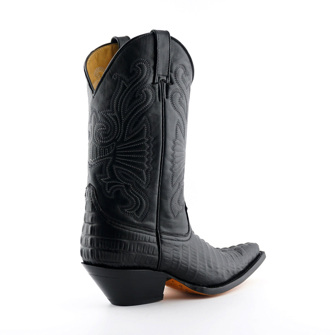 Grinders CAROLINA New Croc Classic Cowboy Western Boots Black Brown Leather