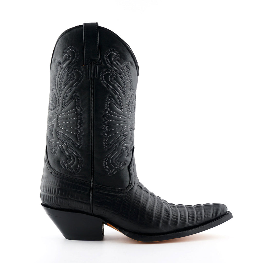 Grinders CAROLINA New Croc Classic Cowboy Western Boots Black Brown Leather