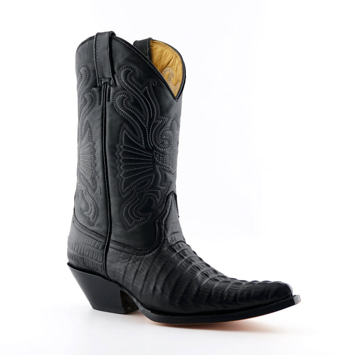 Grinders CAROLINA New Croc Classic Cowboy Western Boots Black Brown Leather
