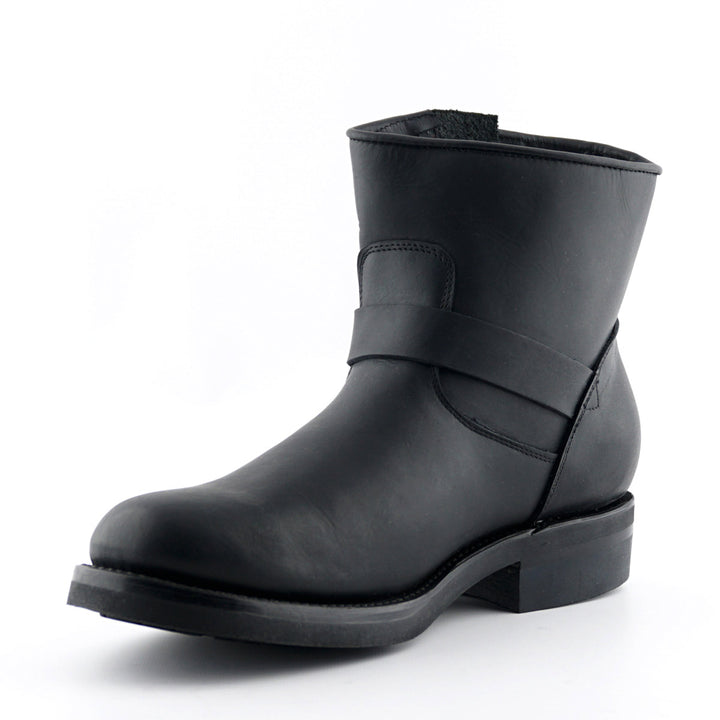 Grinders CHARGER New Black Leather Rock Low Engineer Ankle Boots