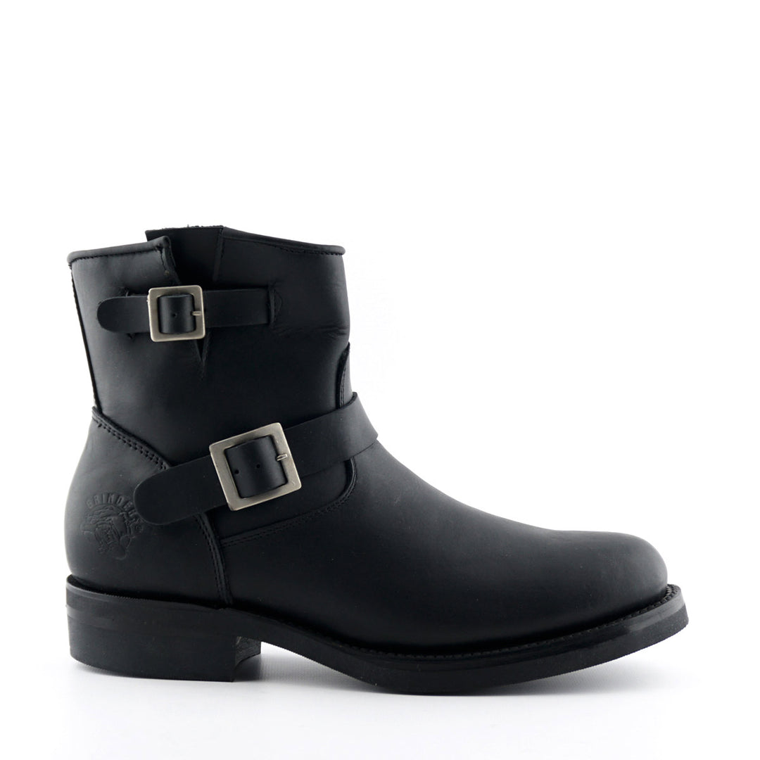 Grinders CHARGER New Black Leather Rock Low Engineer Ankle Boots