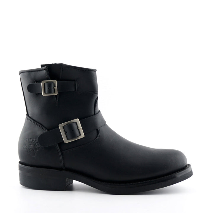 Grinders CHARGER New Black Leather Rock Low Engineer Ankle Boots