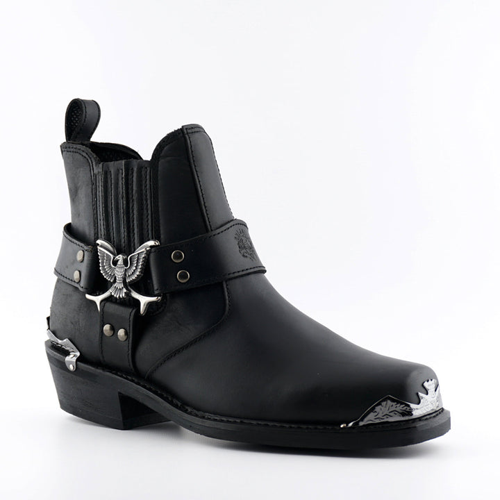 Grinders EAGLE LO New Rock Western Biker Boots Black Leather