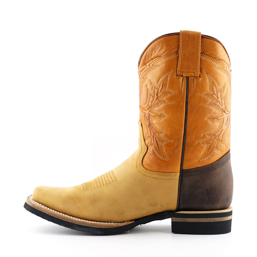 Grinders EL PASO Boots Tan Brown Leather Square Toe Biker Western