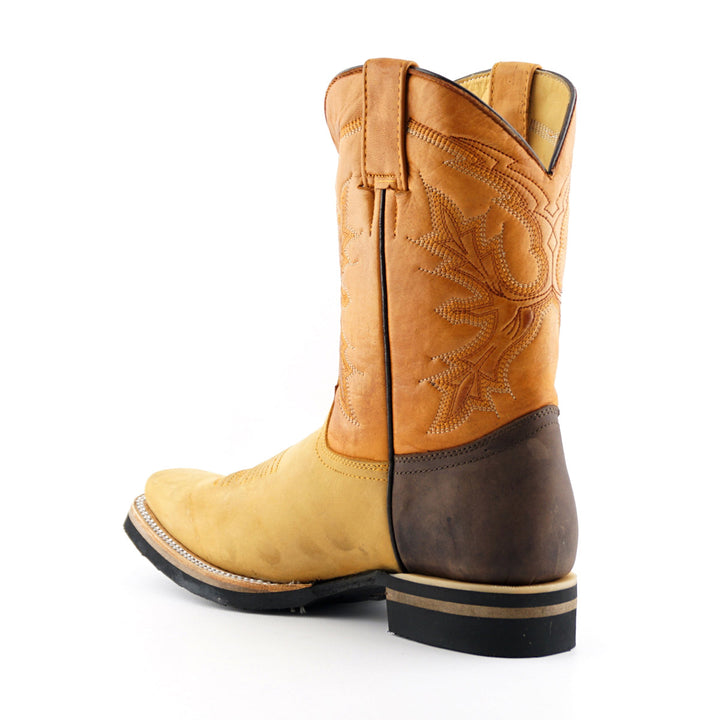 Grinders EL PASO Boots Tan Brown Leather Square Toe Biker Western