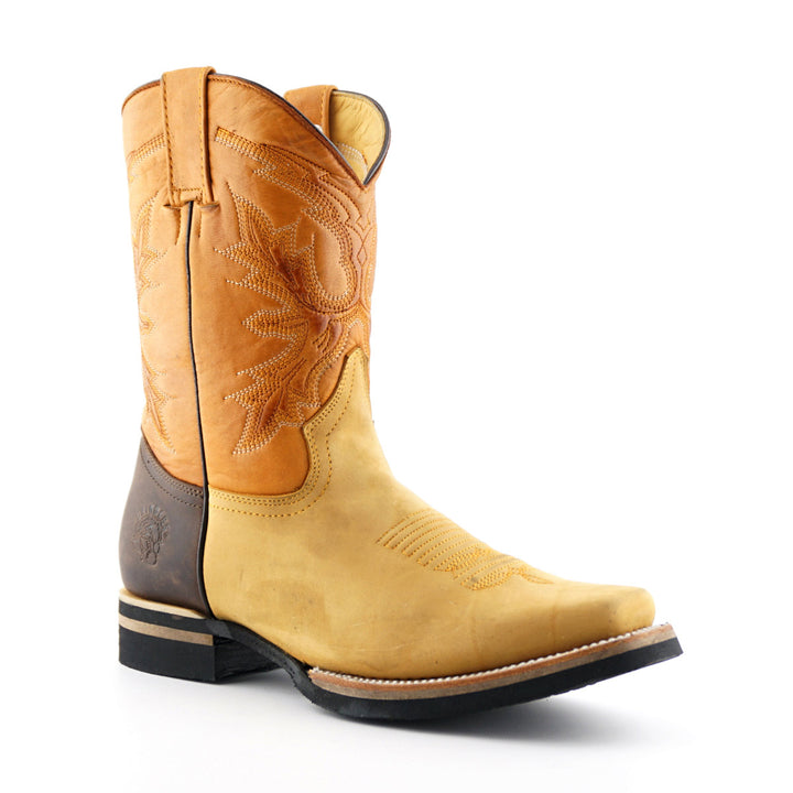 Grinders EL PASO Boots Tan Brown Leather Square Toe Biker Western
