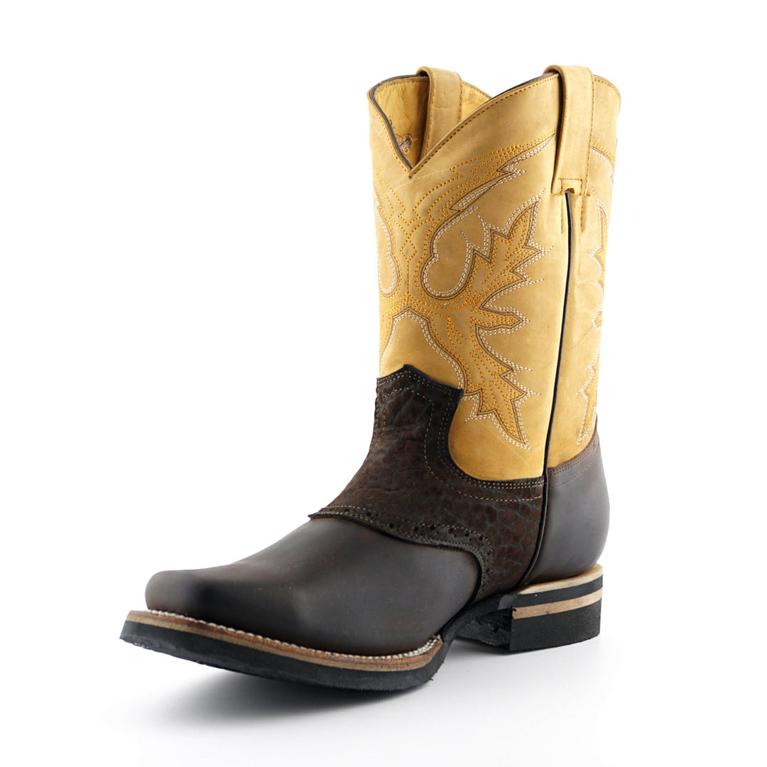 Grinders FRONTIER Boots Tan Brown Leather Square Toe Biker Western