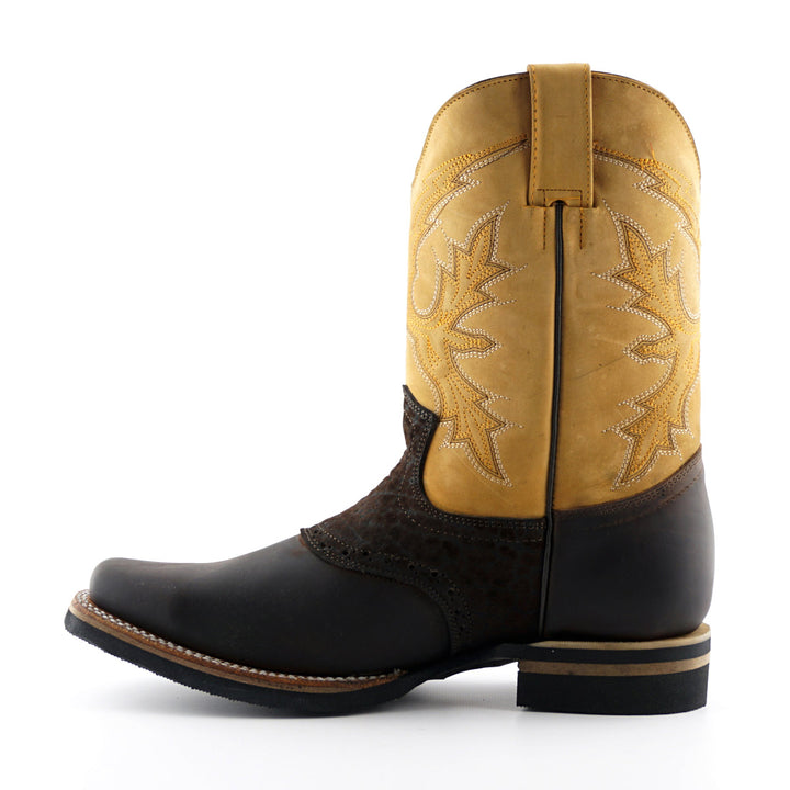 Grinders FRONTIER Boots Tan Brown Leather Square Toe Biker Western