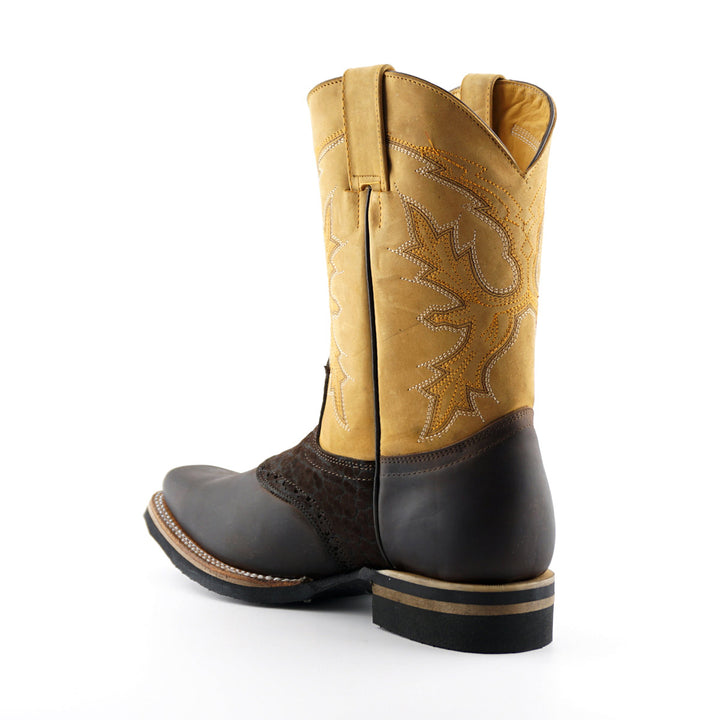Grinders FRONTIER Boots Tan Brown Leather Square Toe Biker Western