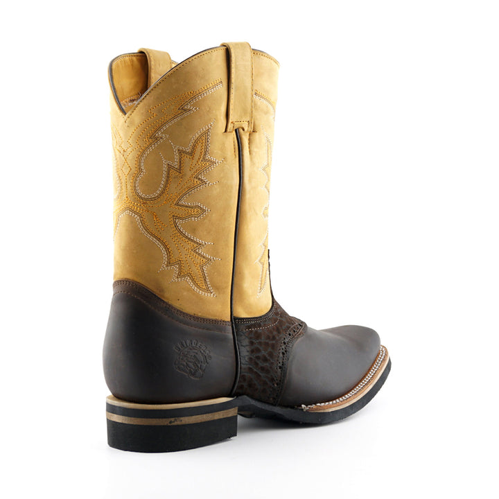 Grinders FRONTIER Boots Tan Brown Leather Square Toe Biker Western