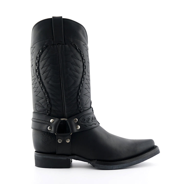 Grinders GALVESTON New Rock Classic Cowboy Western Biker Boots Black Brown Leather