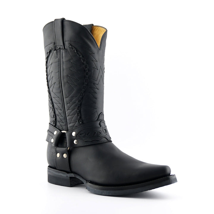 Grinders GALVESTON New Rock Classic Cowboy Western Biker Boots Black Brown Leather