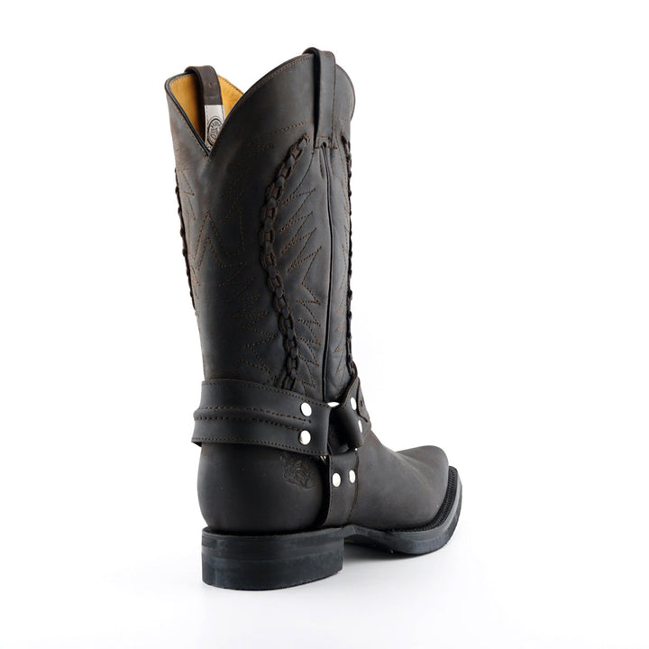 Grinders GALVESTON New Rock Classic Cowboy Western Biker Boots Black Brown Leather