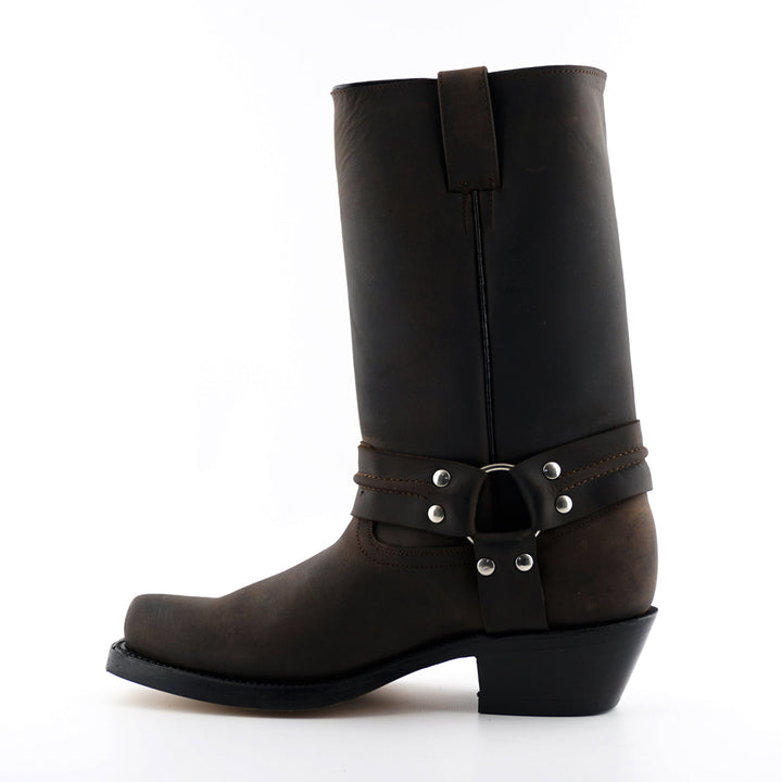 Grinders HARNESS HI New Classic Rock Boots Square Toe Biker Western Boots Black Brown Leather