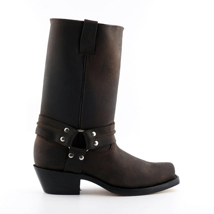 Grinders HARNESS HI New Classic Rock Boots Square Toe Biker Western Boots Black Brown Leather