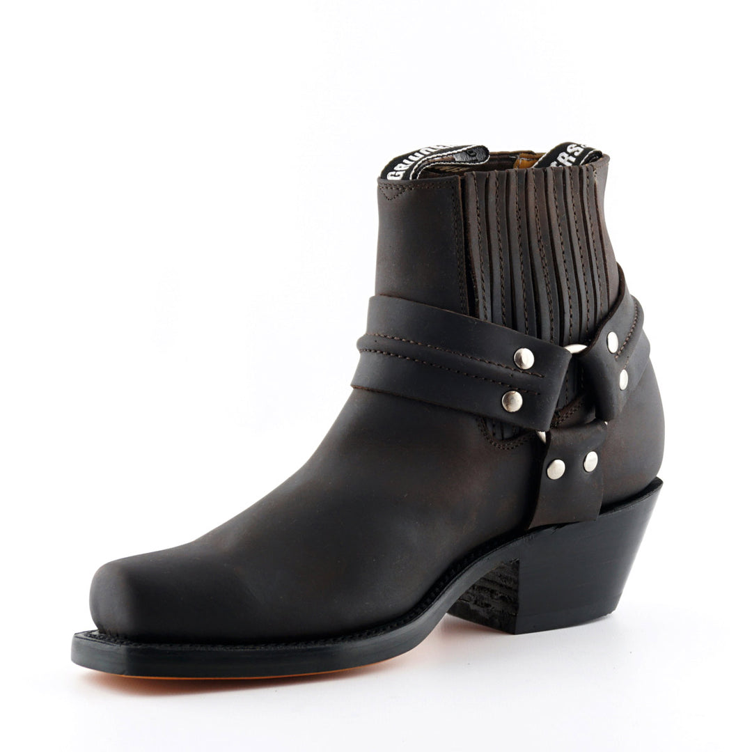 Grinders HARNESS LO New Rock Square Toe Short Ankle Boots Black Brown Leather