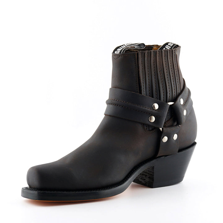 Grinders HARNESS LO New Rock Square Toe Short Ankle Boots Black Brown Leather