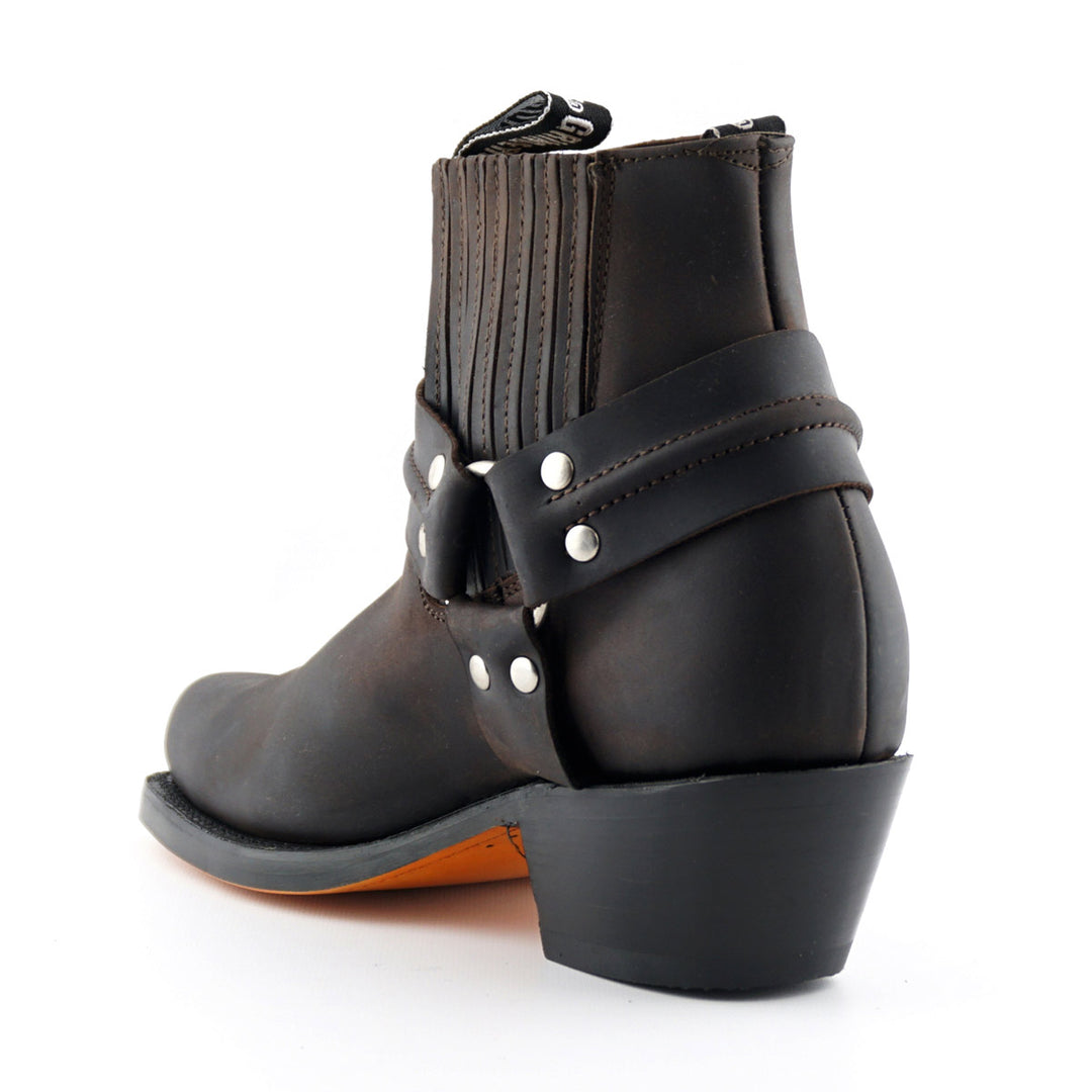 Grinders HARNESS LO New Rock Square Toe Short Ankle Boots Black Brown Leather