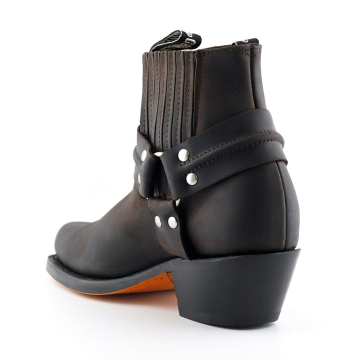 Grinders HARNESS LO New Rock Square Toe Short Ankle Boots Black Brown Leather