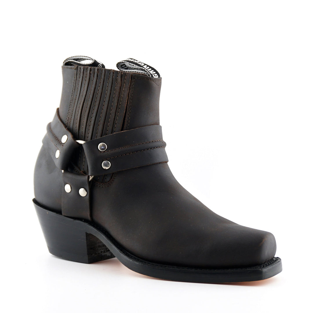 Grinders HARNESS LO New Rock Square Toe Short Ankle Boots Black Brown Leather