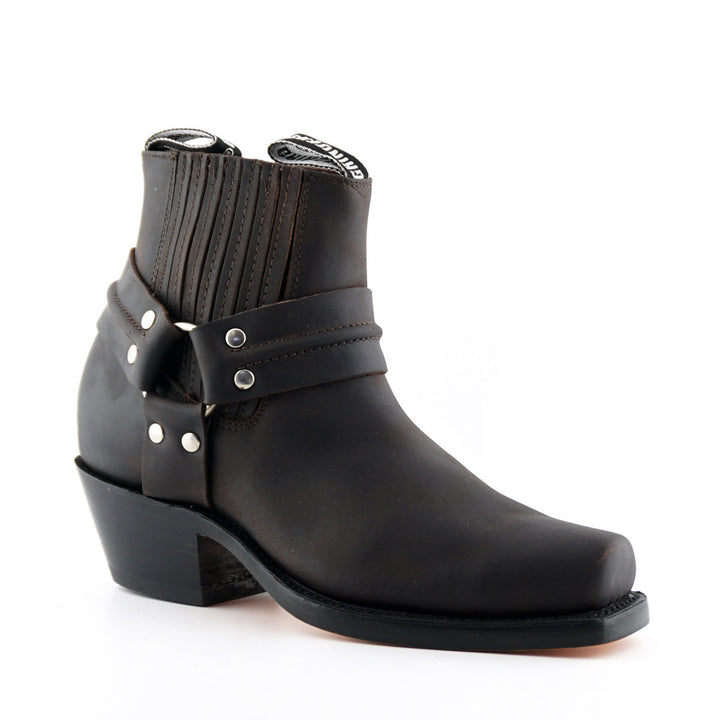 Grinders HARNESS LO New Rock Square Toe Short Ankle Boots Black Brown Leather