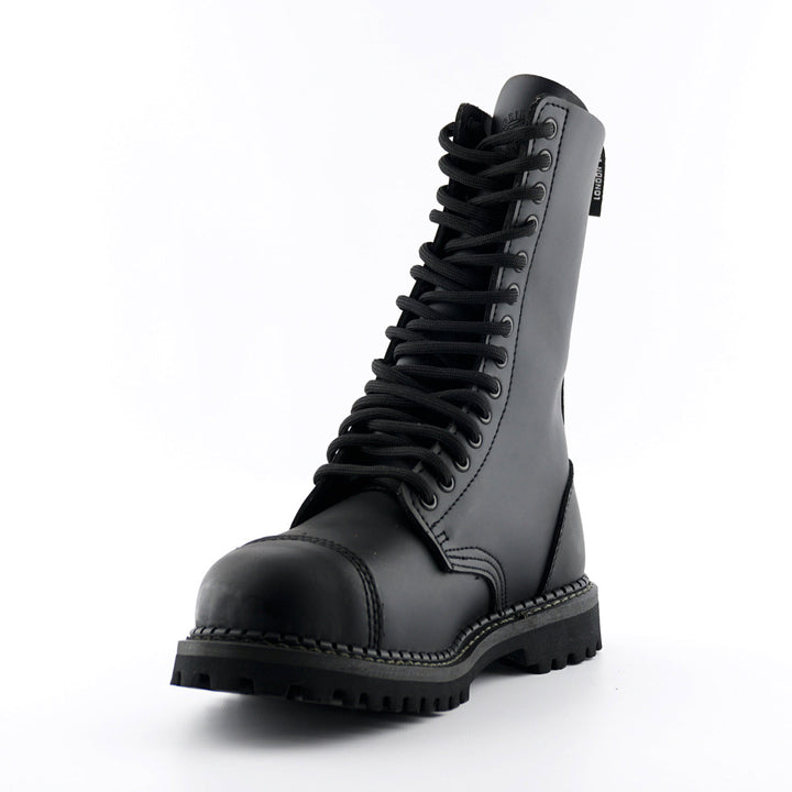 Grinders HERALD New 14 Eyelet Rock Steel Toe Cap Boots Black Leather