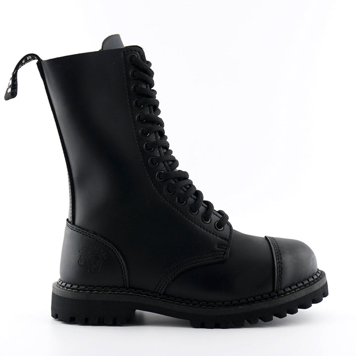 Grinders HERALD New 14 Eyelet Rock Steel Toe Cap Boots Black Leather